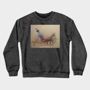 California Quail with Chicks Crewneck Sweatshirt